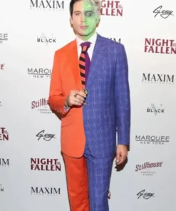 Two Toned Face Orange and Blue Singer G Eazy Halloween Costume Suit
