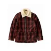 Tyler Lee Hoechlin TV Series Superman and Lois Clark Kent Wool Maroon Sherpa Chore Plaid Lumber Jacket