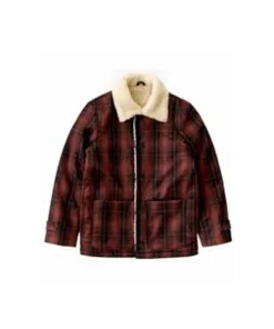 Tyler Lee Hoechlin TV Series Superman and Lois Clark Kent Wool Maroon Sherpa Chore Plaid Lumber Jacket