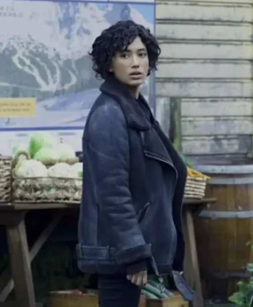 Upload Nora Antony Shearling Black Leather Jacket