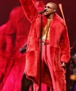 Usher Red Faux Fur Coat