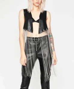 Vanessa Morgan Riverdale S05 Toni Topaz Chain Fringe Leather Vest