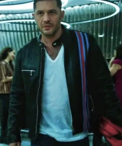 Venom 2 Eddie Brock Fur Collar Black Leather Jacket