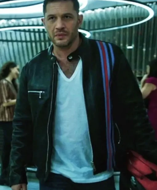Venom 2 Eddie Brock Fur Collar Black Leather Jacket