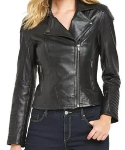 Venson Women Biker Leather Jacket