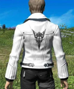 Video Game Final Fantasy XIV Scion Adventurers White Leather Jacket