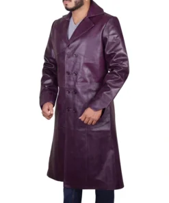 Video Game Injustice 2 Joker Purple Leather Long Coat