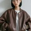 Vintage Brown Bomber Handmade Leather Jacket