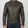 Vintage Cafe Racer Motorcycle Leather Jacket For Mens