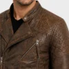 Vintage Distressed Brown Motorcycle Jacket Men