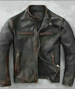 Vintage Men’s Cafe Racer Real Leather Jacket