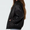 Virginia Edikted Black PU Leather Bomber Jacket For Women