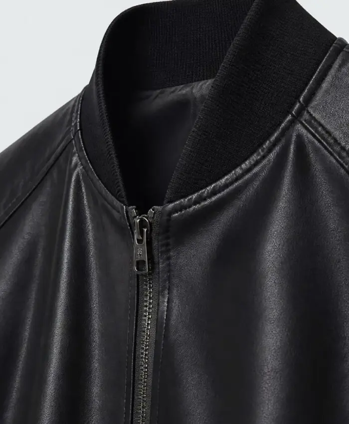 Virginia Edikted Black PU Leather Bomber Jacket For Womens