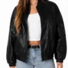 Virginia Edikted Women PU Leather Bomber Black Jacket