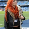 WWE Becky Lynch Black Leather Fur Collar Jacket