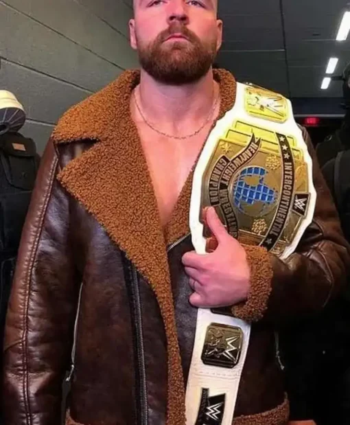 WWE Dean Ambrose Brown Shearling Leather Jacket