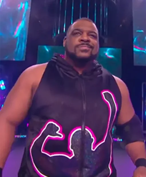 WWE Keith Lee AEW Satin Black Hoodie Vest For Sale