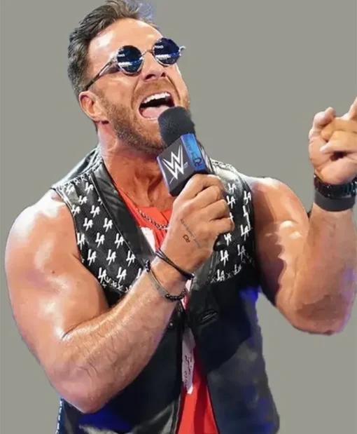 WWE LA Knight Leather Black Vest