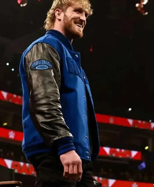 WWE Logan Paul Blue And Black Letterman Varsity Jacket For Men And Women