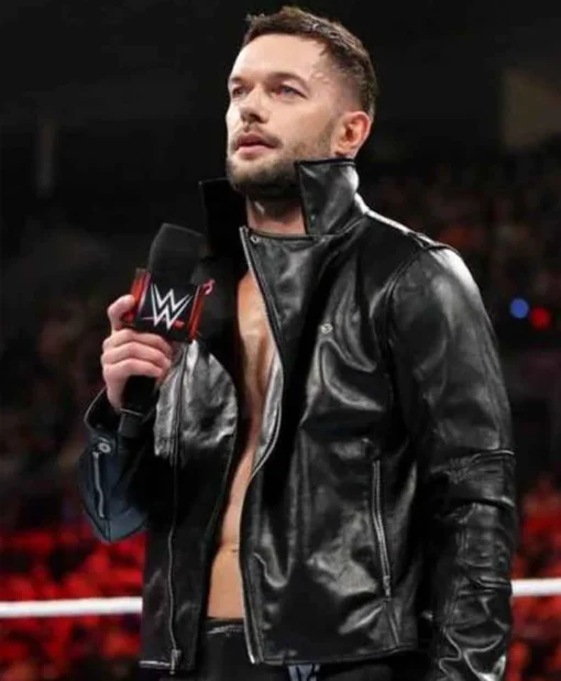WWE Pro Wrestler Finn Balor Black Leather Jacket