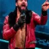 WWE Seth Rollins Quilted Red Fur Real Leather Jacket