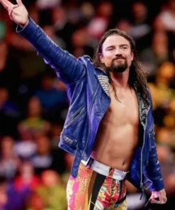WWE Wrestler Brian Kendrick Blue Studded Biker Jacket