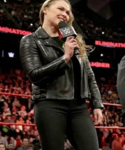 WWE Wrestler Ronda Rousey Biker Black Jacket