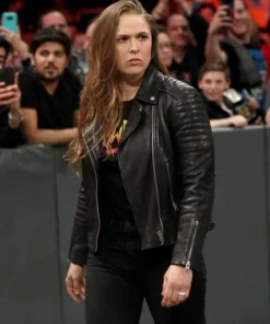 WWE Wrestler Ronda Rousey Black Biker Jacket