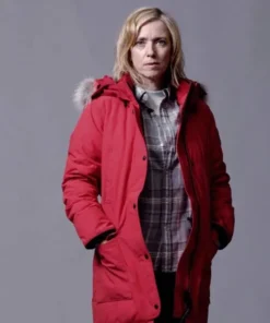 War of The Worlds Léa Drucker Red Parka Coat