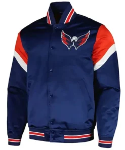Washington Capitals Midweight Navy Satin Varsity Jacket