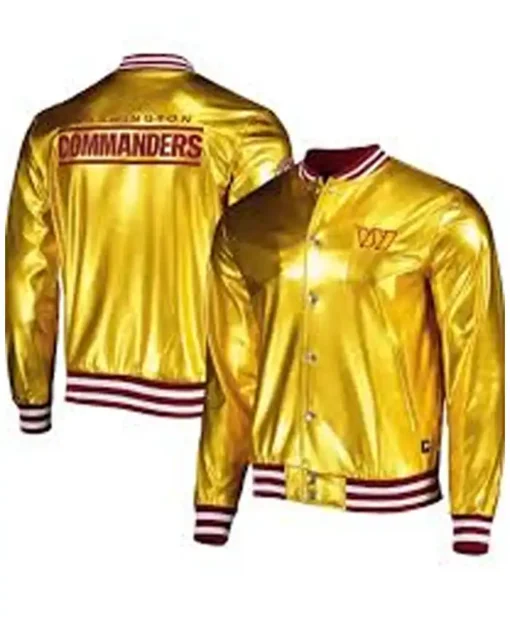 Washington Commanders Yellow Satin Bomber Jacket