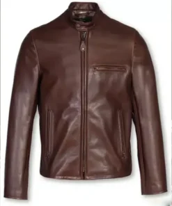 Waxed Natural Pebbled Cowhide Cafe Jacket