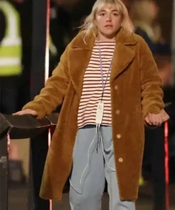 We Live in Time Florence Pugh Shearling Coat