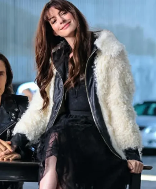 WeCrashed Anne Hathaway White Fur Jacket
