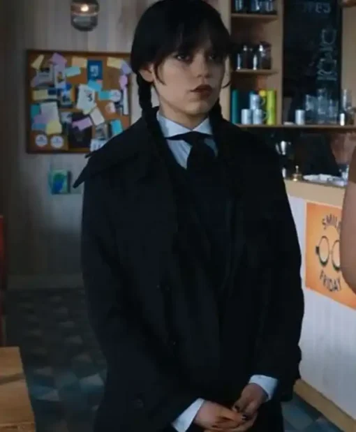 Wednesday 2022 Addams Trench Black Coat