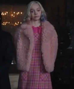 Wednesday 2022 Emma Myers Pink Faux Fur Jacket