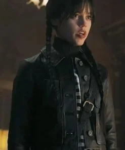 Wednesday 2022 Jenna Ortega Black Leather Jacket