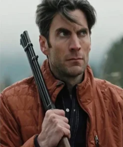 Wes Bentley TV Series Yellowstone Jamie Dutton Western Ranch Wear Brown Quilted Parachute Jacket For Sale
