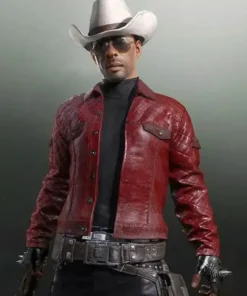 Western Cowboy PUBG Red Leather Jacket