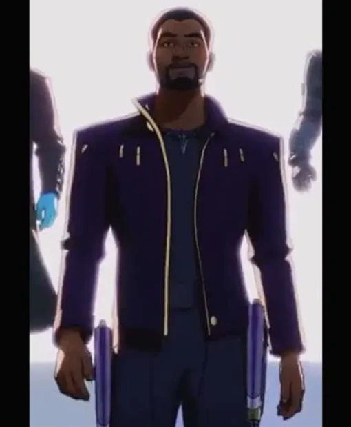 What If Chadwick Boseman Purple Leather Costume Jacket