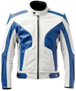 White And Blue Lambskin Jacket
