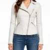 White Motorcycle Slim Fit Biker Leather Jacket For Women