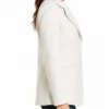 White Wool Blend Blazer Coat For Womens