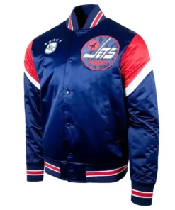 Winnipeg Jets Heavyweight Alt Blue Satin Varsity Jacket