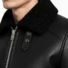 Winter Fur Collar Black Leather Jacket For Men
