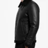 Winter Fur Collar Black Leather Jacket For Mens