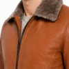 Winter Fur Collar Mustard Leather Jacket For Men
