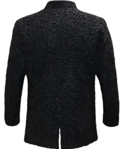 Winter Real Karakul Astrakhan Lamb Curly Fur Black Color Coat For Men’s