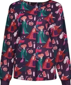 Witch Book Candles Halloween Scrub Jacket