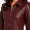 Burgundy Womens Real Leather Jacket